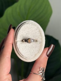 Image 1 of .925 SS OVAL PEACH MOONSTONE RING ADJUSTABLE SIZES 5-12