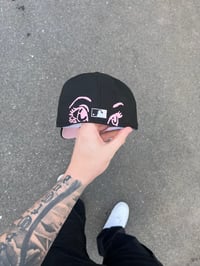Image 3 of PINK BRIM BLACK TRI TONE NY METS CUSTOM FITTED CAP