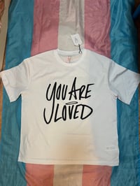 Image 4 of You are loved white with black text 