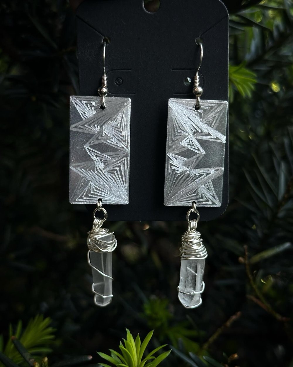 Image of Engraved Silver Earrings 