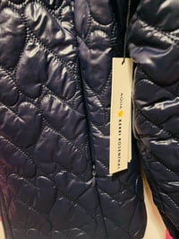 Image 4 of Aqua x Kerri Rosenthal quilted heart reversible puffer jacket in navy/hot pink