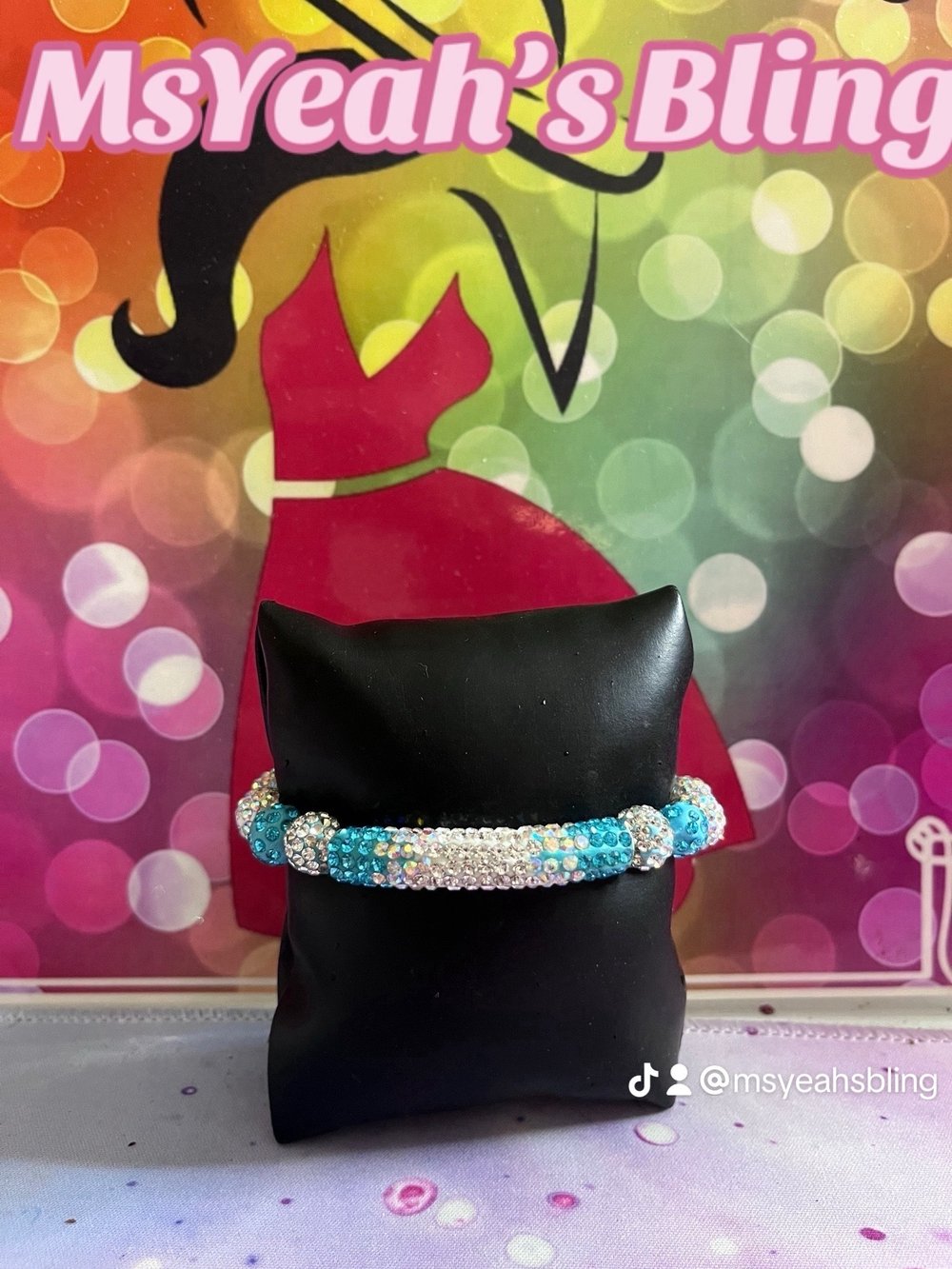 Image of Apple Green, army green, purple fantasy and tiffany’s teal bracelets