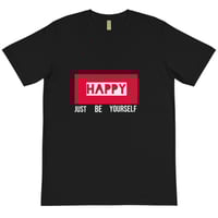 HAPPY JUST BE YOURSELF Black Organic T-Shirt