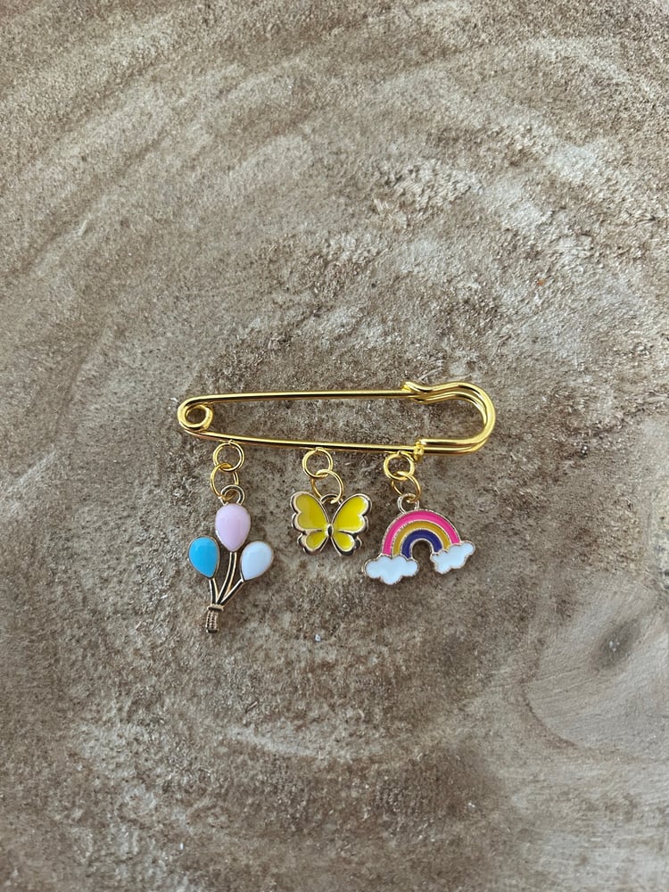 Image of Up and away Safety pin brooch 