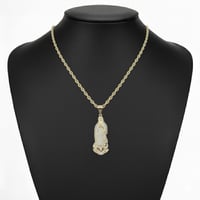 Image 2 of Iced Out St. Mary Pendant with 4mm 22” Rope Chain – Religious Necklace