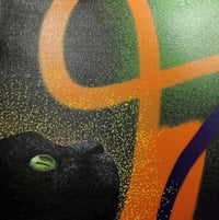 Cat and orange lines canvas