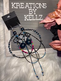 Image 1 of Blue Glow Large Hoop Earrings 