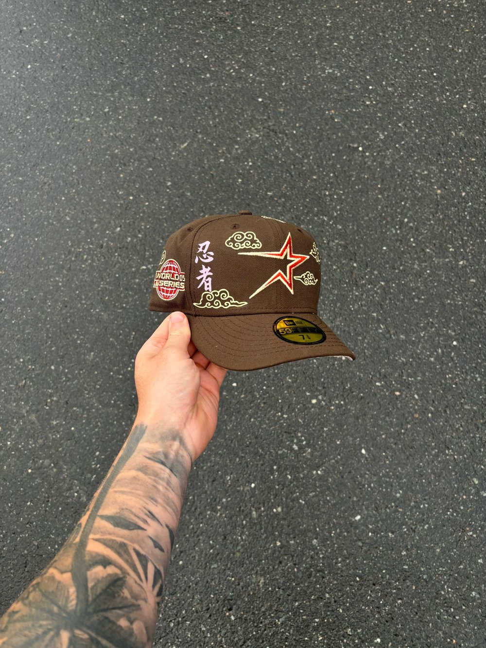 Image of PINK BRIM MOCHA CHINA SKY  HOUSTON ASTROS CUSTOM FITTED CAP