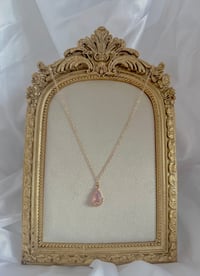 Image 1 of Pink glass floral teardrop necklace 