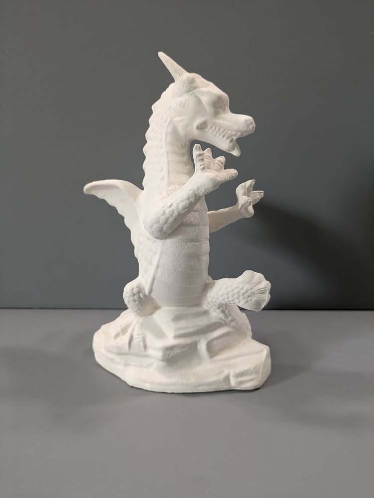 Image of Ceramic Bisque Horned Dragon Ready to Paint