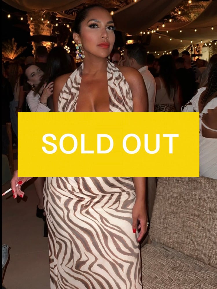 Image of ZARA ZEBRA PRINT TULLE HALTER DRESS (M)