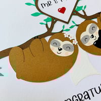 Image 3 of Personalised Sloth Couple Wedding Day Card - Cute Custom Card for Newlyweds