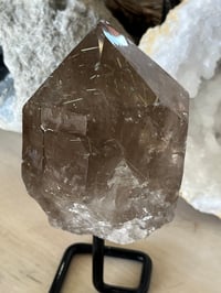 Image 12 of Golden Rutile Smoky Quartz Natural Point On Stand #2664