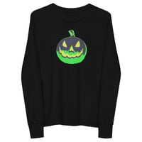 Image 6 of Youth Long Sleeve Tee - Jack O Lantern Vintage Green-Black