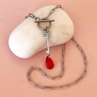 Image 4 of Stainless Steel Arrow and Red Droplet Paperclip Chain