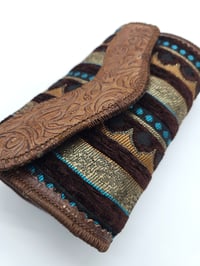 Image 2 of Syrian Leather Clutch Bags Blue Stripes