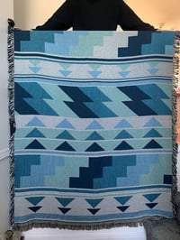 Image 1 of Blue Weaving Cotton Blanket