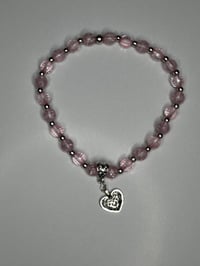 Image 4 of Pink & Silver Heart Tumbler Charm Bracelet | Valentine Cup Accessory
