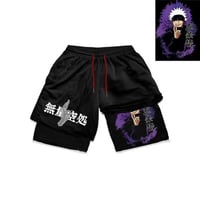Black gym training shorts Jusutsu Kaisen Gojo graphic