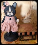 Folk Art dog on candy box Boston Terrier 