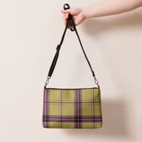 Image 2 of beige purple plaid Crossbody bag