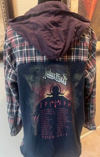 Vintage Green/Cream/Rust Hoodie Flannel Shirt Judas Priest