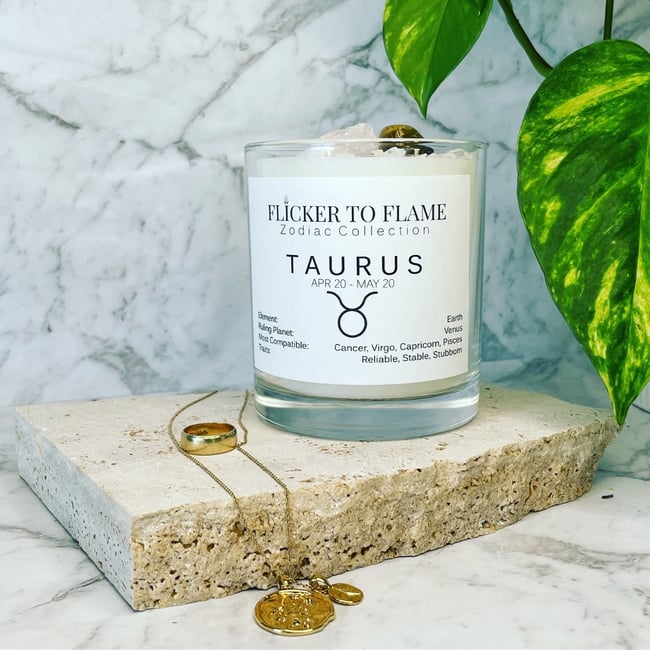Zodiac Crystal Infused Candle 450g - TAURUS  **ONLY 10 AVAILABLE**