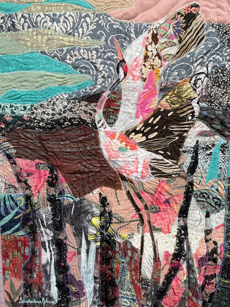 'Awakening' - art quilt painting, 84x46cm Image 10