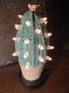 Light Green And White Themed Ceramic Cactus Night Light Lamp