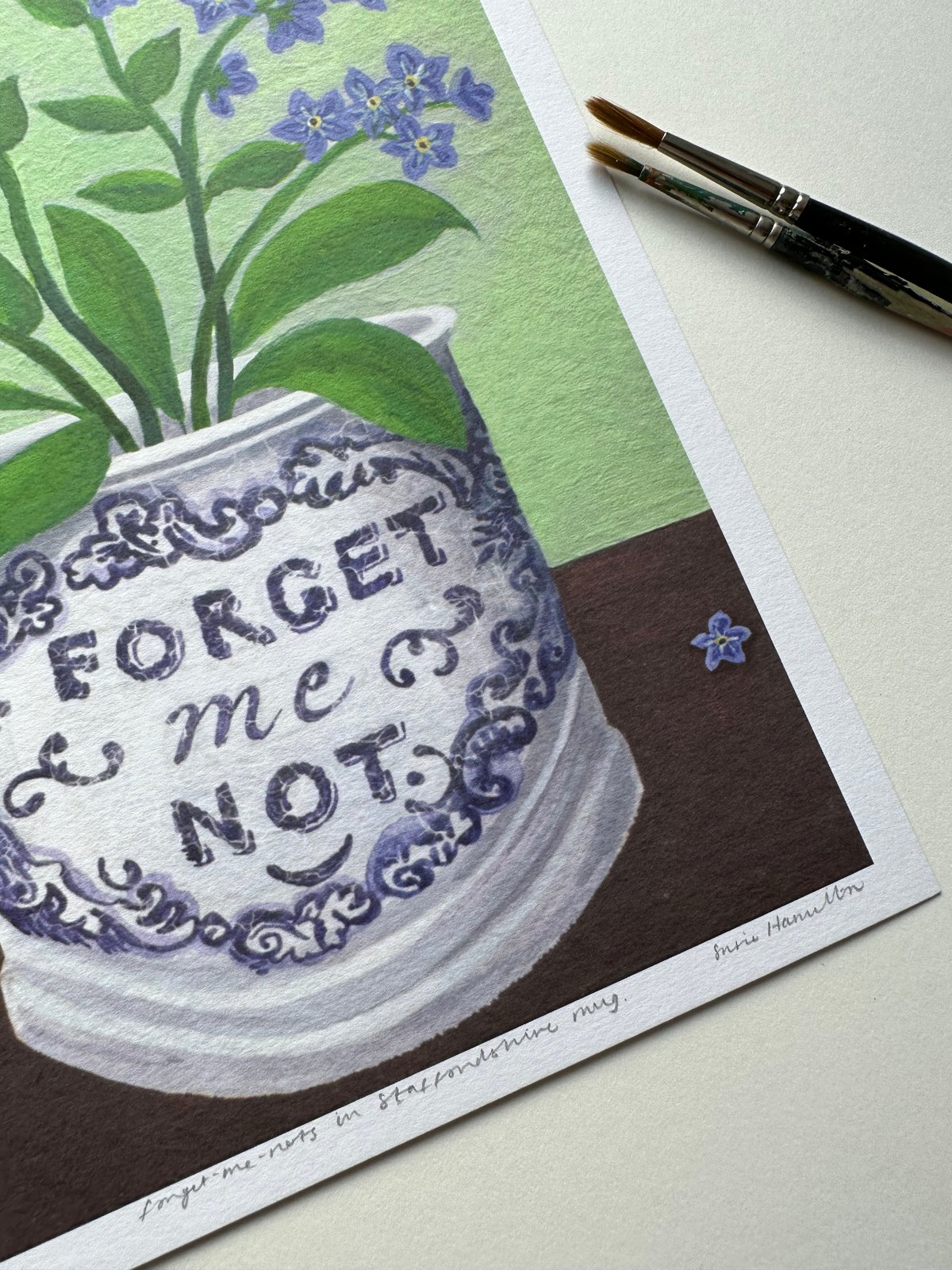 Forget-Me-Nots in Blue Cup Print & Card