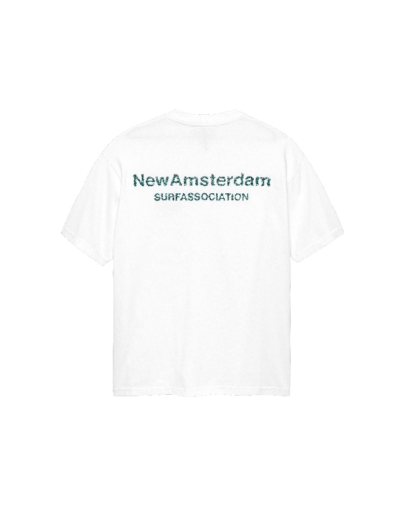 Image of NEW AMSTERDAM SURF ASSOCIATION LOGO TEE WHITE/SEA GREEN