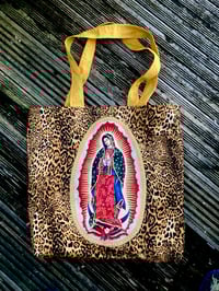 Image 13 of Virgin of Guadalupe leopard shoulder tote bag with choice of 2 