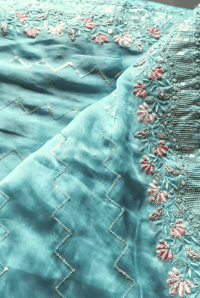 Image 2 of Binisha_Soft Sequin Saree in Teal color
