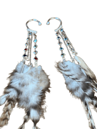 Image 5 of Rainbow Heart Feather Ear Cuffs 