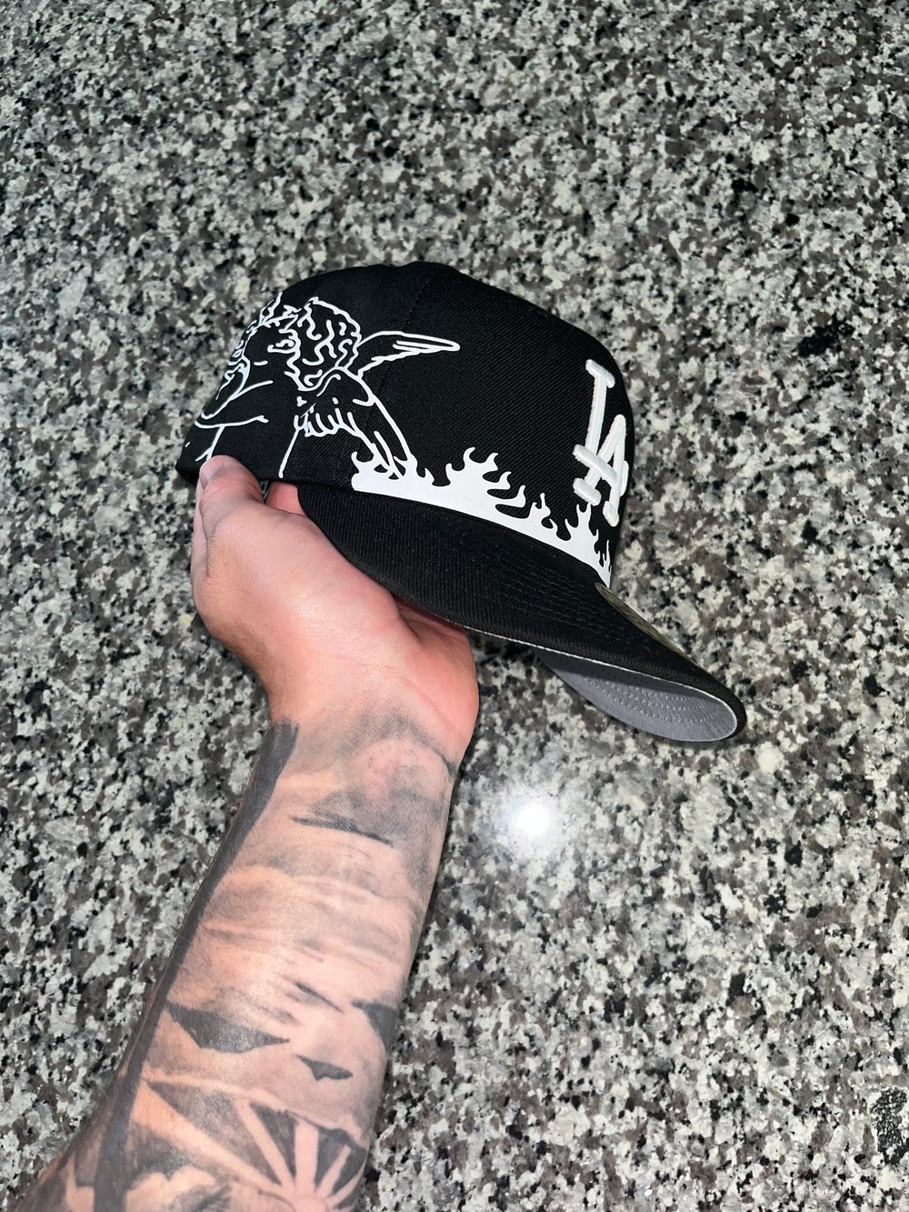 Image of ANGELIC FLAME  BLACK LA DODGERS CUSTOM FITTED CAP