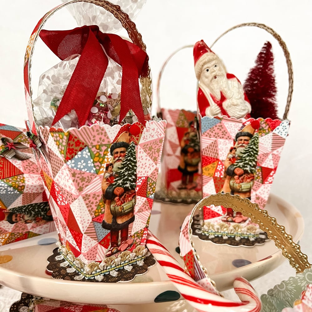 Image of Patchwork Santa Basket