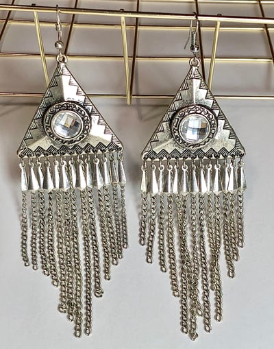 Image of Vintage Silver Drop Dangle Earrings 