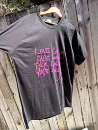 Image 2 of Energies Shirt Black with Purple Writing Size 28 70s Style