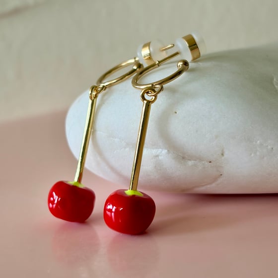 Image of Cherry Drop Half Hoops
