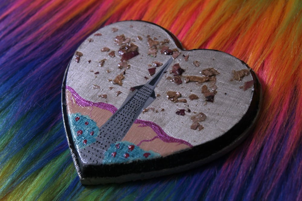 Image of Transamerica Pyramid Rose Petal Wood Heart 