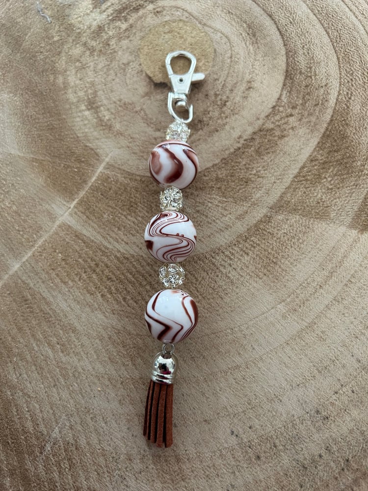 Image of Marble effect keychain - Brown & White 