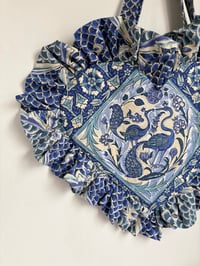 Image 2 of Vintage Blue Tapestry Heart Bag 💙🤍