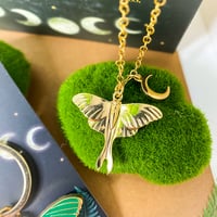 Image 2 of Luna Moth & Crescent Moon Necklace + Card