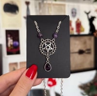 Image 1 of Amethyst & Glass Pentacle Necklace