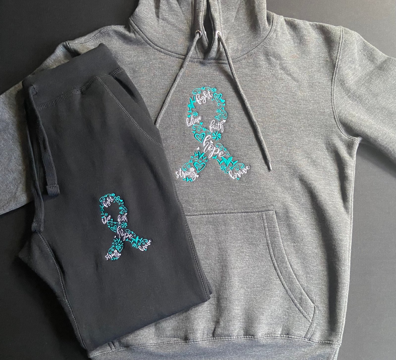 Cancer Ribbon/Awareness Hoodies (Choose your colors) Embroidered