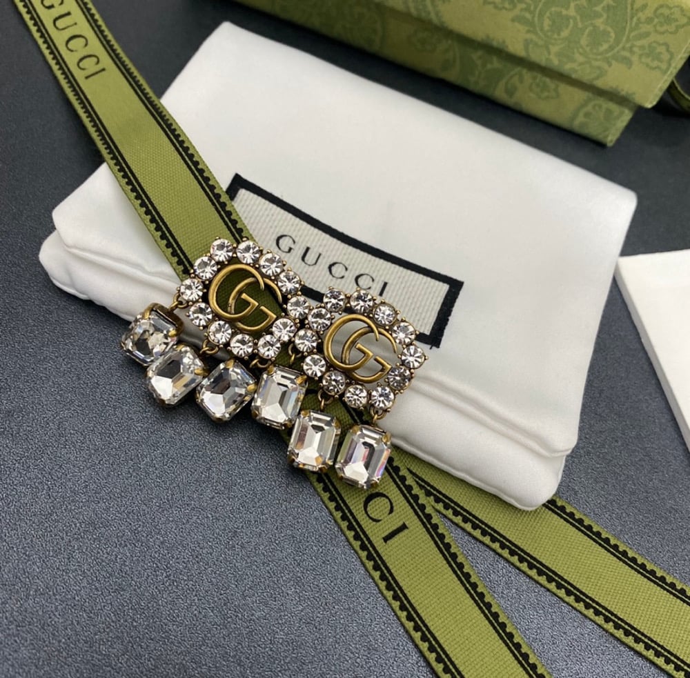 Double G Earrings With Dangling Crystals | Xclusive Stylzz