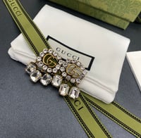 Image 2 of Double G Earrings With Dangling Crystals