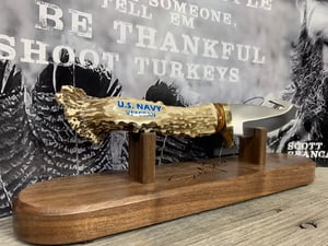 Image of US Navy Veteran Replica Antler handled Knife with Stand