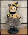 Calico Cat witch Folk Art Original Doll Penny Grotz 