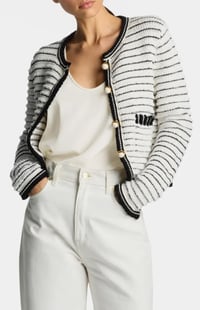 St. John Collection Stripe Eyelash Chenille Sweater Jacket